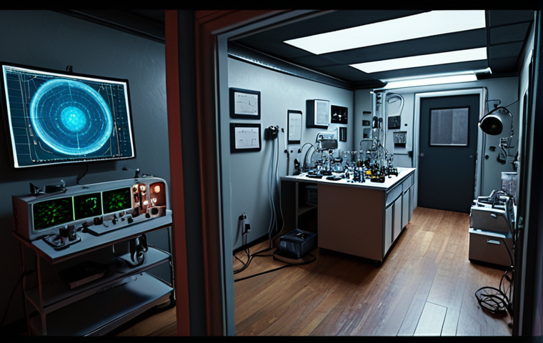 **

A high-tech laboratory inside a mysterious apartment, filled with advanced sensors, thermal cameras, and AI interfaces analyzing paranormal activity.  Visualize strange electromagnetic fields and energy signatures being detected. Focus on the intersection of advanced technology and the unexplained.

**