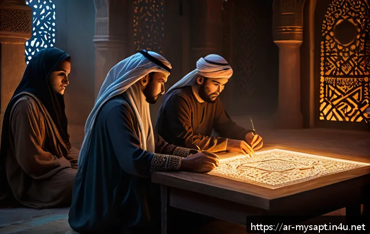 신비아파트 신비와 금비 비밀 해제 - A mysterious, shadowy fantasy environment filled with intricate ancient symbols and glowing runes, w...