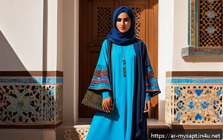 신비아파트 관련 코스프레 아이디어 - A detailed portrait of a young Arabic woman wearing a traditional flowing thobe combined with modern...